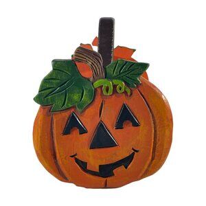 Wood Jack O' Lantern Boo Bucket/Basket/Planter Handcrafted Look Rotating Handle